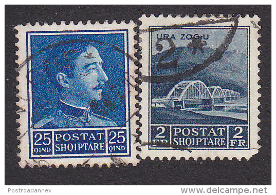 Albania, Scott #255, 258, Used, King Zog I. Zog Bridge, Issued 1930 - Albanië