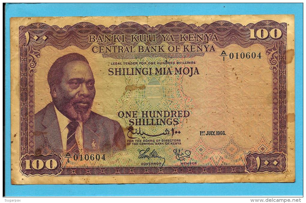 KENYA - 100 Shillings - 01.07.1966 - Pick 5.a - Mzee Jomo Kenyatta  - 2 Scans - Kenya