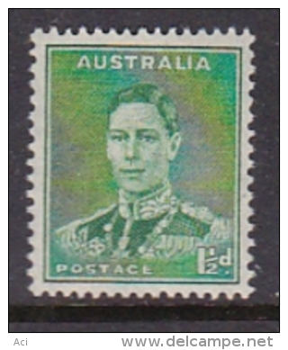 Australia 1937-49 King George VI Perforated 14x15, ASC 185 Three Half Pence King Green - Mint Stamps