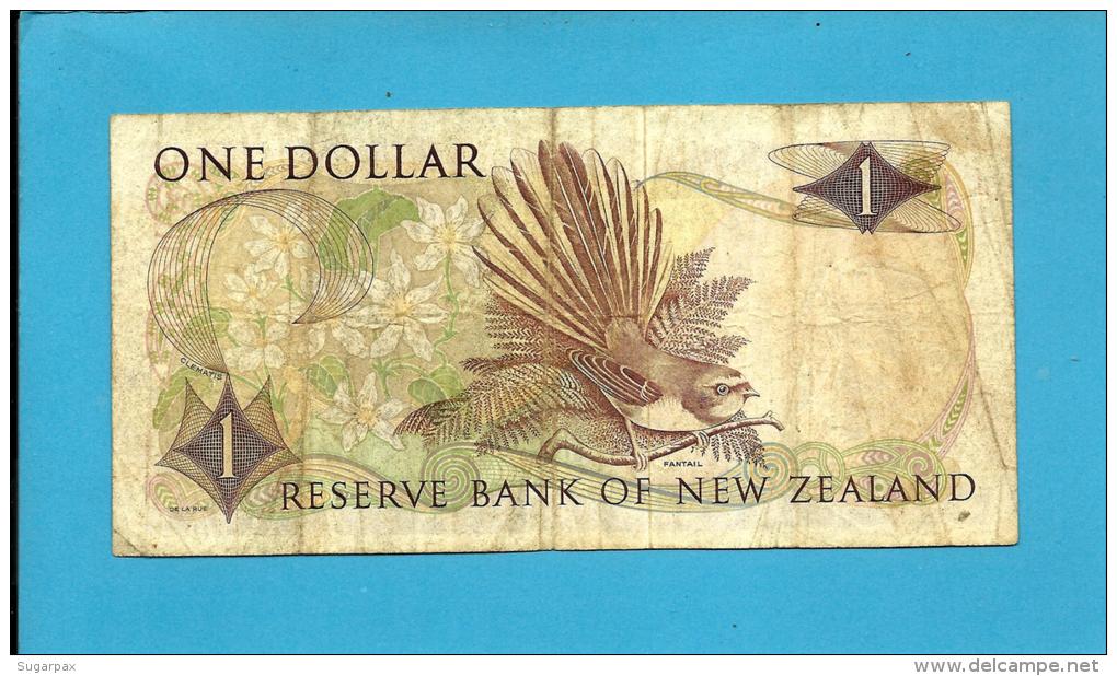 New Zealand - 1 Dollar - ND ( 1968 - 1975 ) - Pick 163.b - Sign. D. L. Wilks - Queen Elizabeth II / Bird - 2 Scans - Nouvelle-Zélande