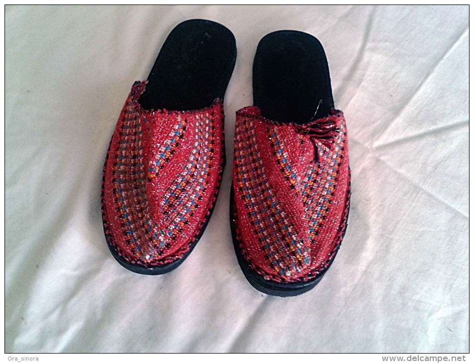 Ciabatte Stoffa Colorata Con Suola In Gomma Nera Artigianato Iraniano-Slippers-Chaussons-Hausschuhe - Chaussures