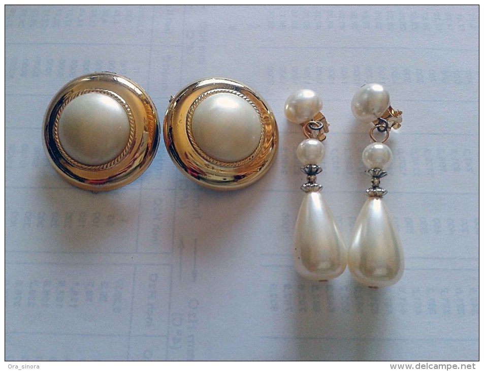 Da Eredità: Bigiotteria Vintage Anni 1980 Orecchini Chiusura A Clip Metallo E Plastica Perle-Earrings-Boucles - Orecchini