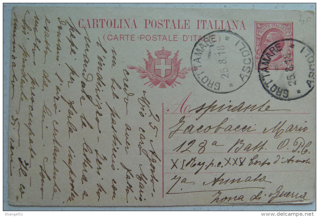 STORIA POSTALE - GROTTAMMARE ASCOLI 1918 X ZONA DI GUERRA - Ascoli Piceno