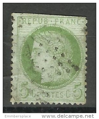 France - 1872 Ceres 5c Green Used       SG  197   Sc 53 - 1871-1875 Ceres