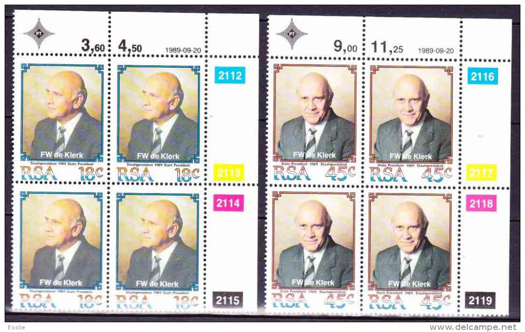 South Africa RSA - 1989 - F W De Klerk, Nobel Peace Prize Laureate 1996 - Complete Set In Control Blocks - Neufs