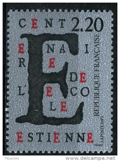 FRANCE 2563**  2f20  Noir Et Rouge Sur Gris Centenaire De L´Ecole Estienne - Andere & Zonder Classificatie