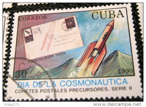 Cuba 1990 Cosmonautics Day - Rocket Post 30c - Used - Usati
