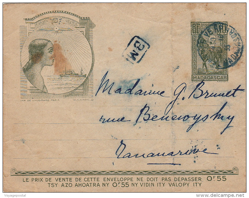 Madagascar TSF Cachet Bleu Tananarive RP 1935 - Briefe U. Dokumente