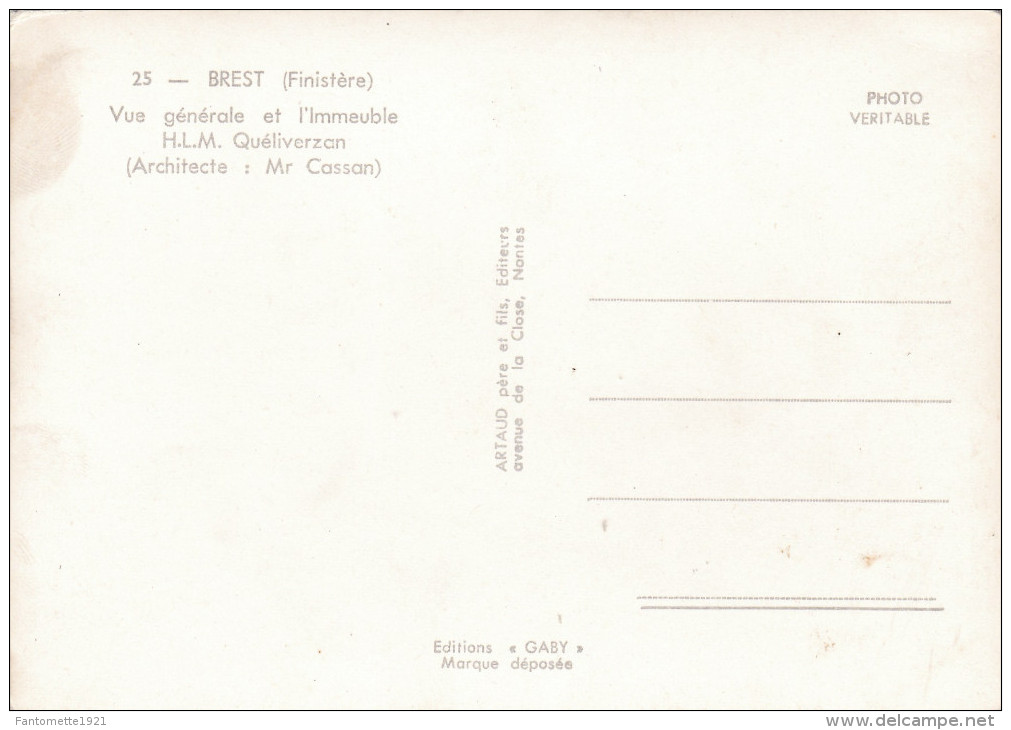 BREST L'IMMEUBLE HLM QUELIVERZAN  ED. "GABY"(dil208) - Brest
