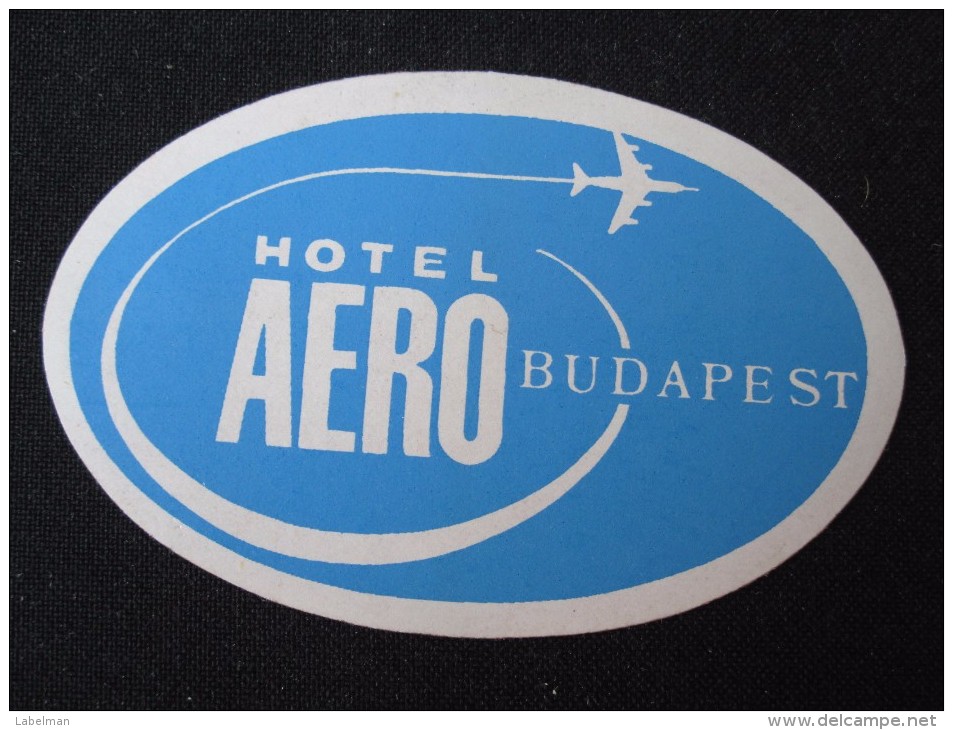 HOTEL AIRPORT JET AEREO PLANE BUDAPEST MINI HUNGARIA HUNGARY HONGRIE DECAL STICKER LUGGAGE LABEL ETIQUETTE AUFKLEBER - Hotel Labels