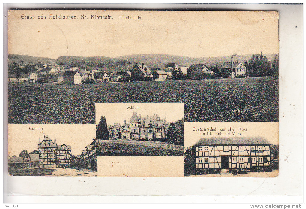 3563 DAUTPHETAL - HOLZHAUSEN, Gastwirtschaft Zur Alten Post, Gutshof, Schloß, Panorama, 1915 - Biedenkopf