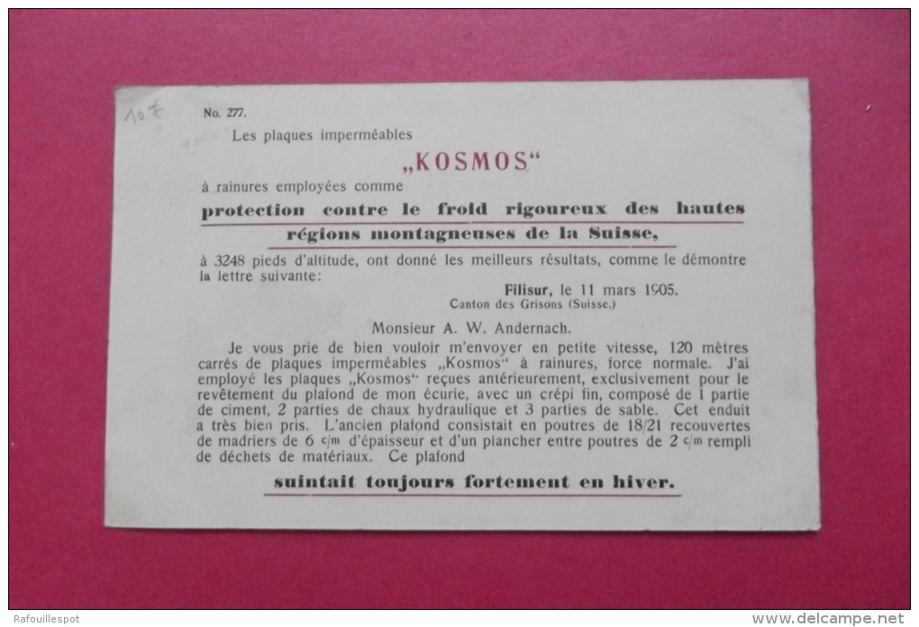 Cp  Filisur Ecurie De Monsieur P Lorenz Ingenieur Pub Kosmos - Filisur