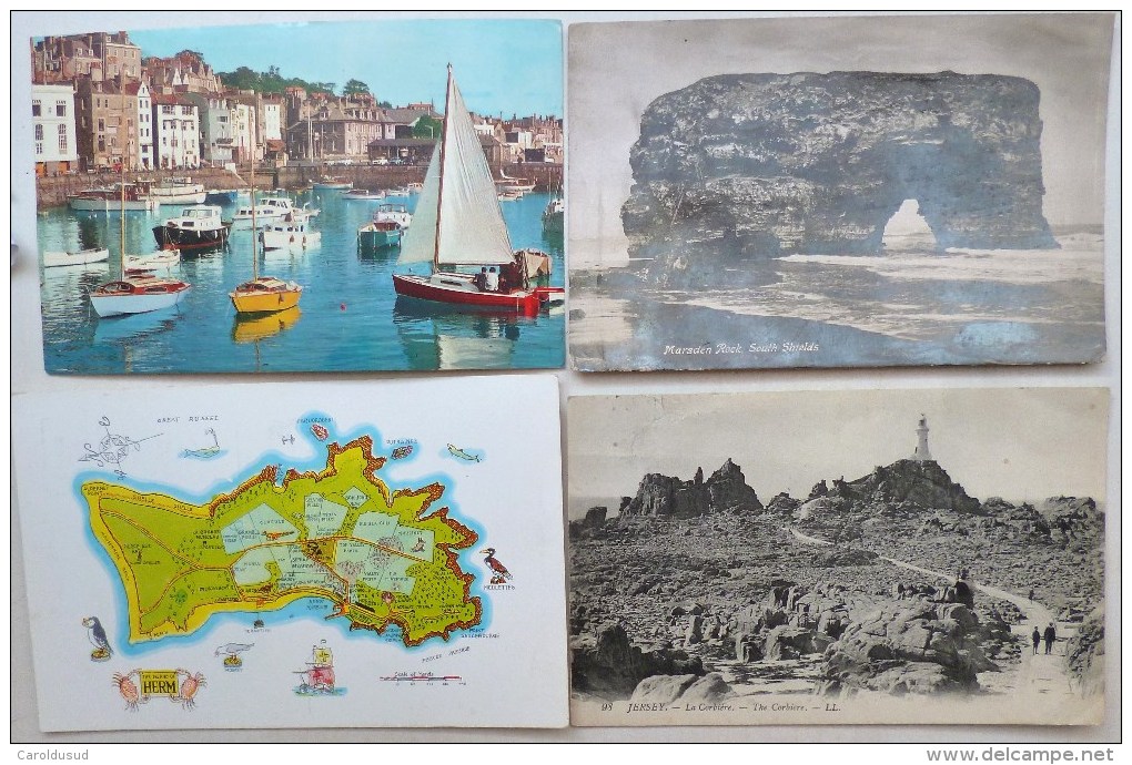 Cpa Royaume Uni  Lot 4x Iles  De La Manche Jersey  Guernsey Herm Marsden Rock South Shields Voyagé Voir Photos - Herm