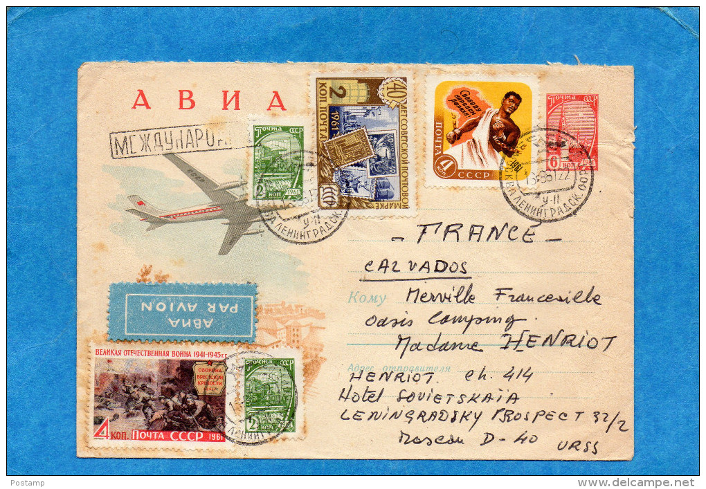 MARCOPHILIE-lettre Entier Postal-avion 6 Kp +complément Aff  5 Timbres -cad 1961 - Macchine Per Obliterare (EMA)