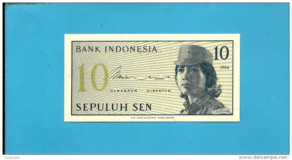 INDONESIA - 10 SEN - 1964 - P 92 - UNC. - Série BYL - Female Volunteer In Uniform - 2 Scans - Indonésie