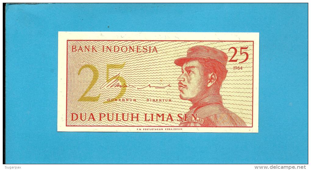 INDONESIA - 25 SEN - 1964 - P 93 - UNC. - Série COR - A Volunteer Man In Uniform - 2 Scans - Indonésie