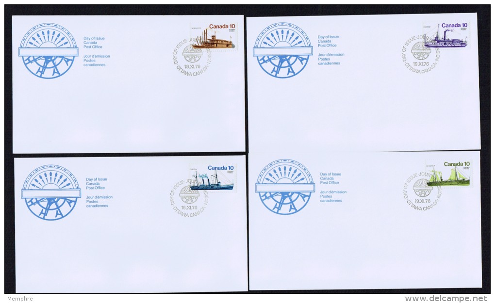 1976  Inland Vessels - Historical Boats  Sc 700-3  Singles On Separate FDCs - 1971-1980