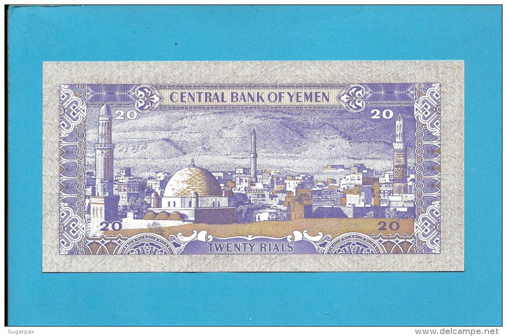 YEMEN ARAB REPUBLIC - 20 RIALS -  ND ( 1985 ) - P 19.c -  Sign. 8 - UNC. - W/ VERTICAL LINES - Central Bank Of Yemen - Yémen