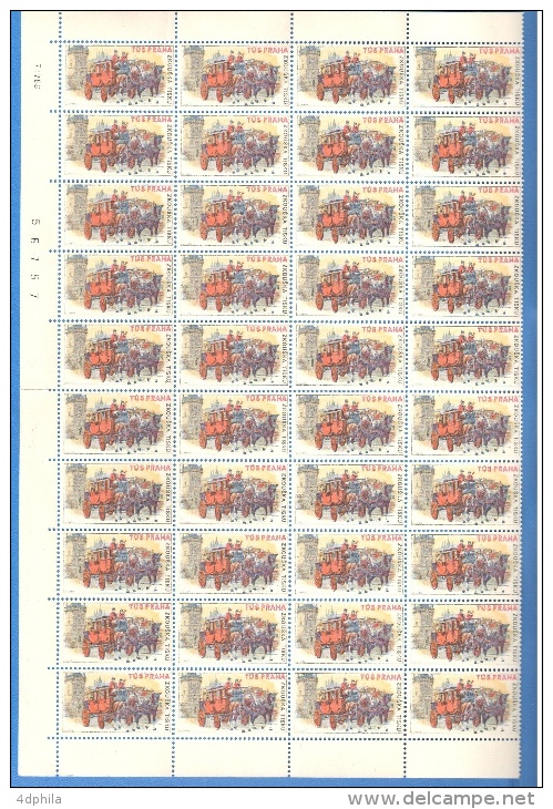 Czechoslovakia 1966 Mailcoach - Block Of 40 Dummy Stamps - Specimen Essay Proof Trial Prueba Probedruck Test - Probe- Und Nachdrucke
