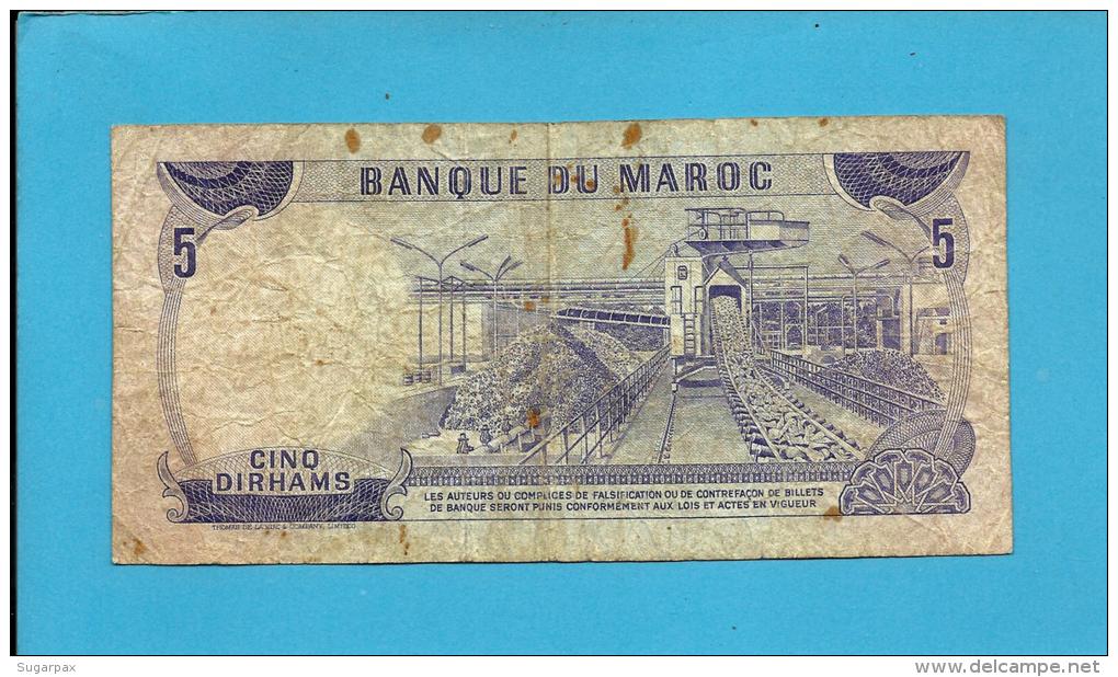 MOROCCO - 5 DIRHAMS - 1970 - Pick 56 - Sign. 8 - King Hassan II - BANQUE DU MAROC - Marruecos