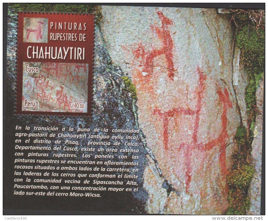 O) 2011 PERU, CUSCO, CAVE PAINTINGS-PREHISTORIC DRAWING ,CHAHUAYTIRI, SOUVENIR MNH - Pérou