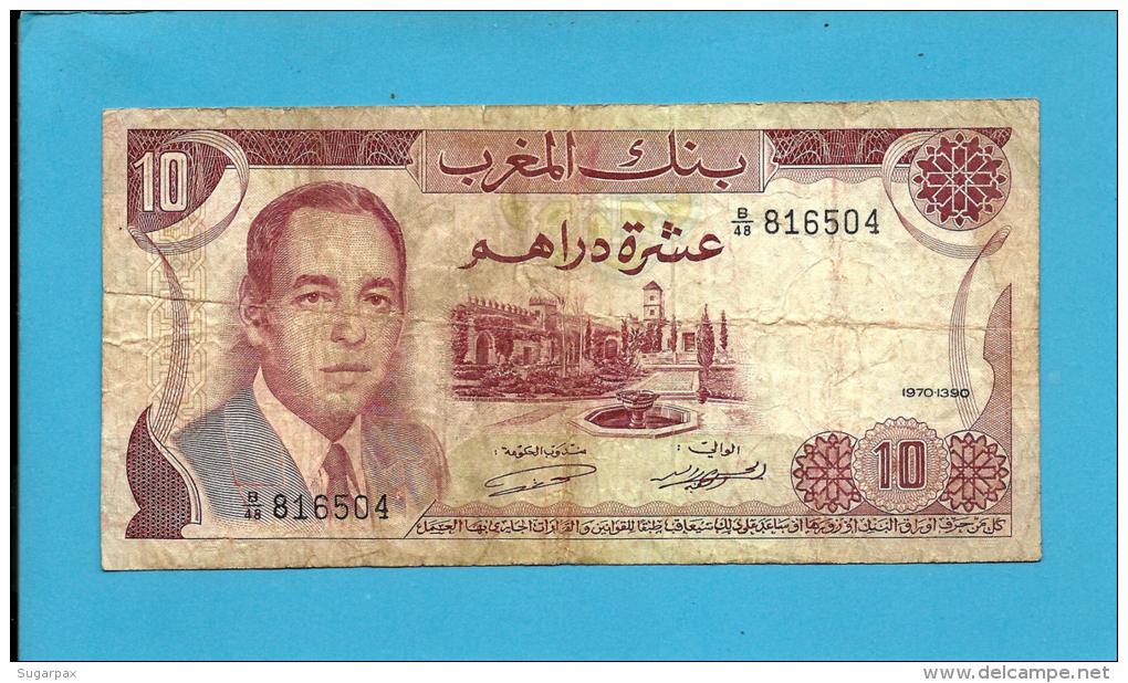 MOROCCO - 10 DIRHAMS - 1970 - Pick 57.a - Sign. 8 - King Hassan II - BANQUE DU MAROC - Morocco