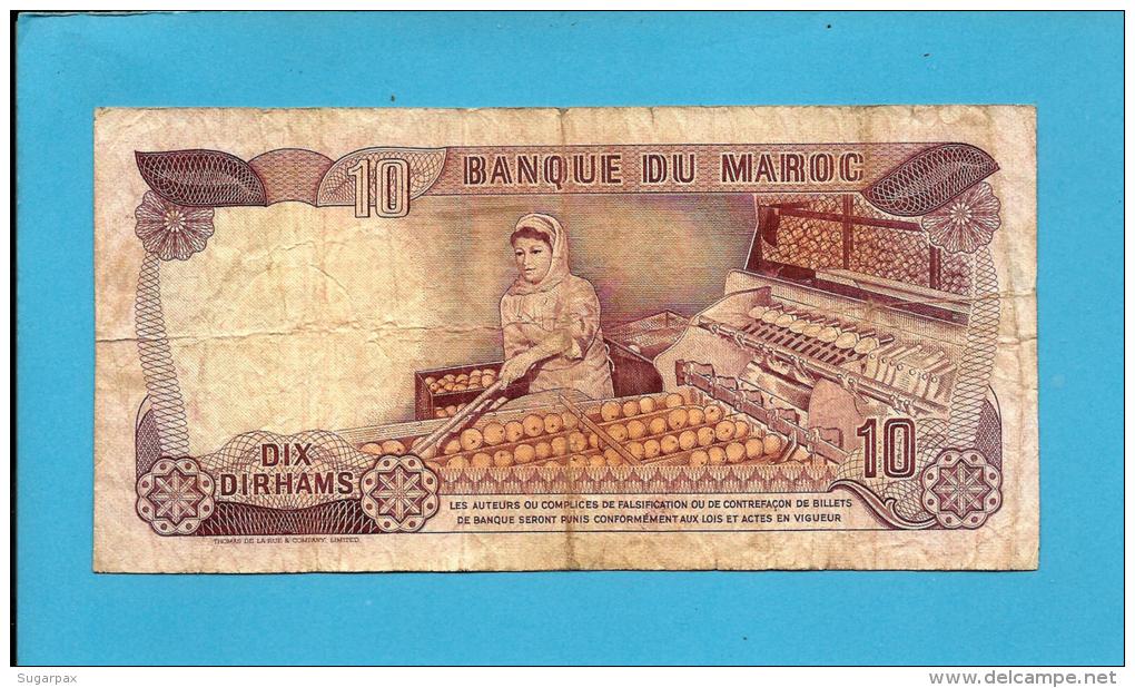 MOROCCO - 10 DIRHAMS - 1970 - Pick 57.a - Sign. 8 - King Hassan II - BANQUE DU MAROC - Marokko