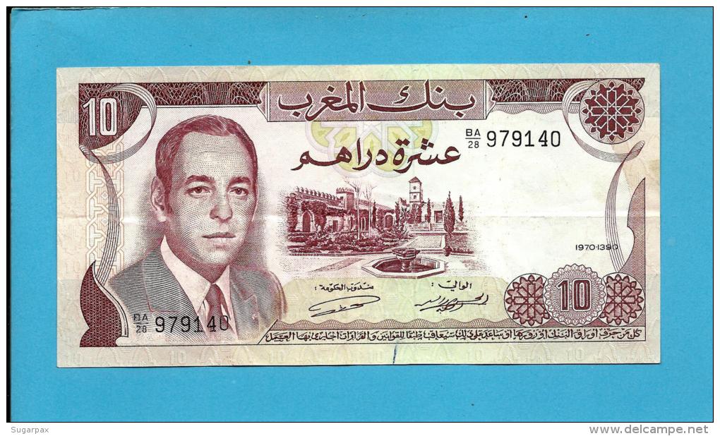 MOROCCO - 10 DIRHAMS - 1970 - Pick 57.a - Sign. 8 - King Hassan II - BANQUE DU MAROC - Marokko