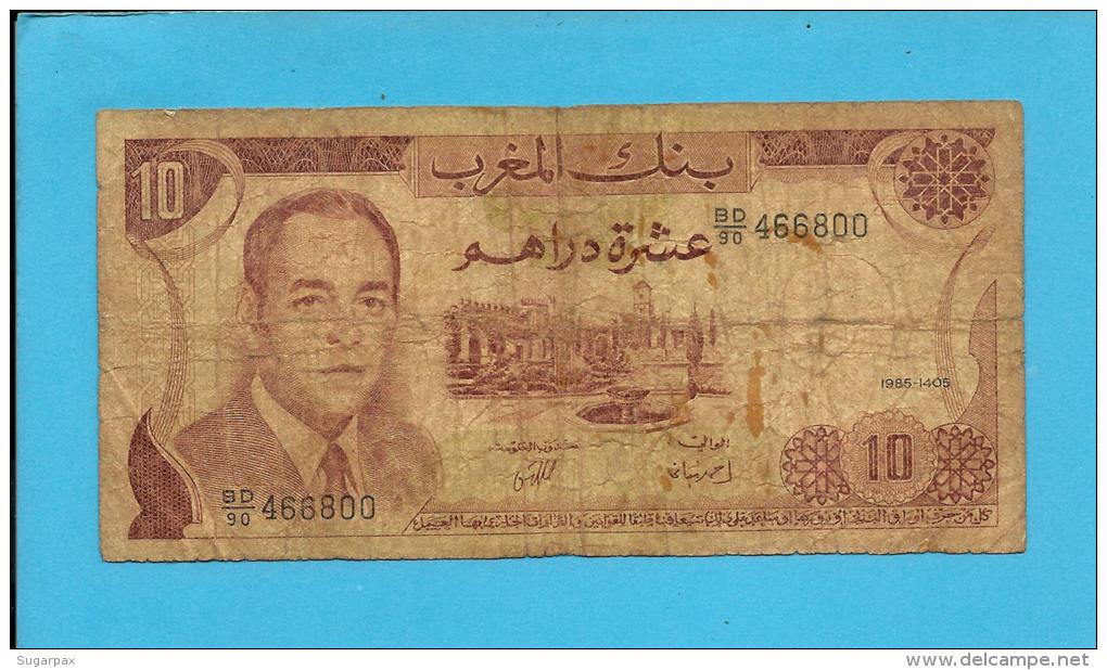 MOROCCO - 10 DIRHAMS - 1985 - Pick 57.b - Sign. 9 - King Hassan II - BANQUE DU MAROC - Morocco