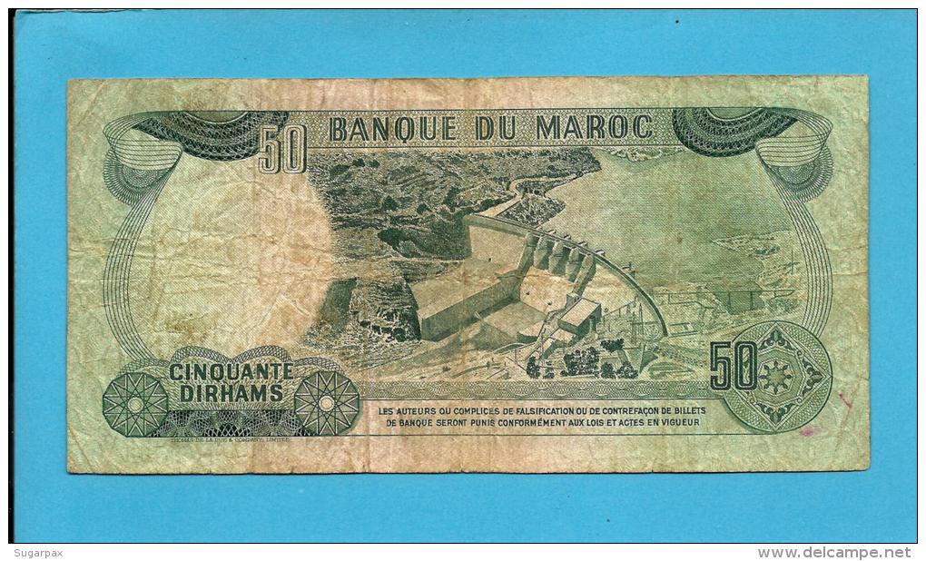 MOROCCO - 50 DIRHAMS - 1970 - Pick 58.a - Sign. 8 - King Hassan II - BANQUE DU MAROC - Marocco