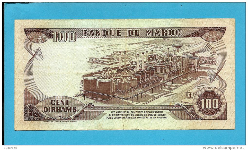 MOROCCO - 100 DIRHAMS - 1985 - Pick 59.b - Sign. 9 - King Hassan II - BANQUE DU MAROC - Marokko