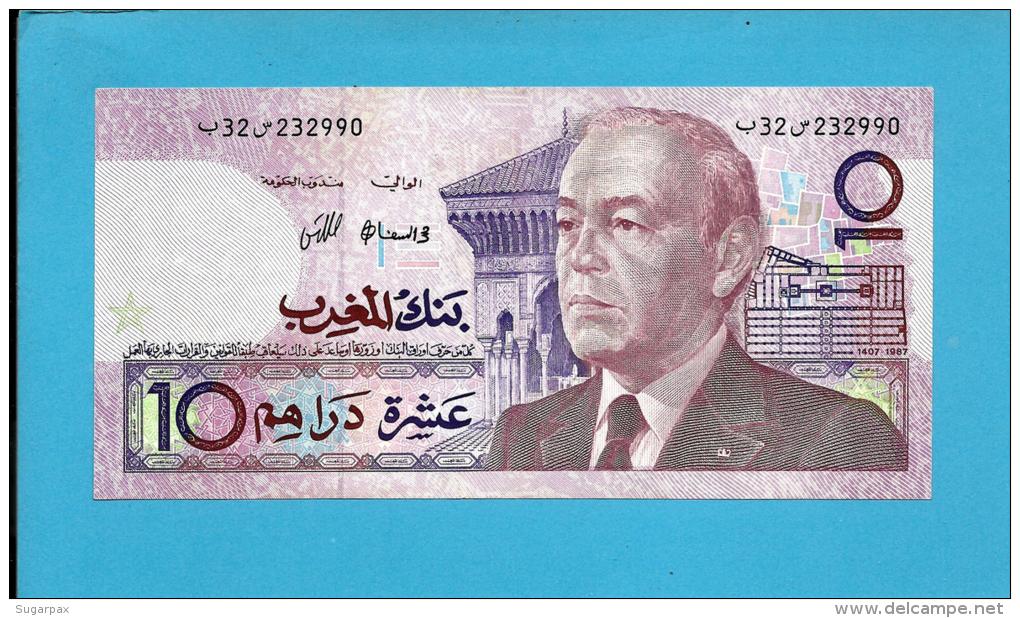 MOROCCO - 10 DIRHAMS - 1987 ( 1991 ) - Pick 63.a - Sign. 10 - King Hassan II - BANK AL MAGHRIB - MAROC - Marokko