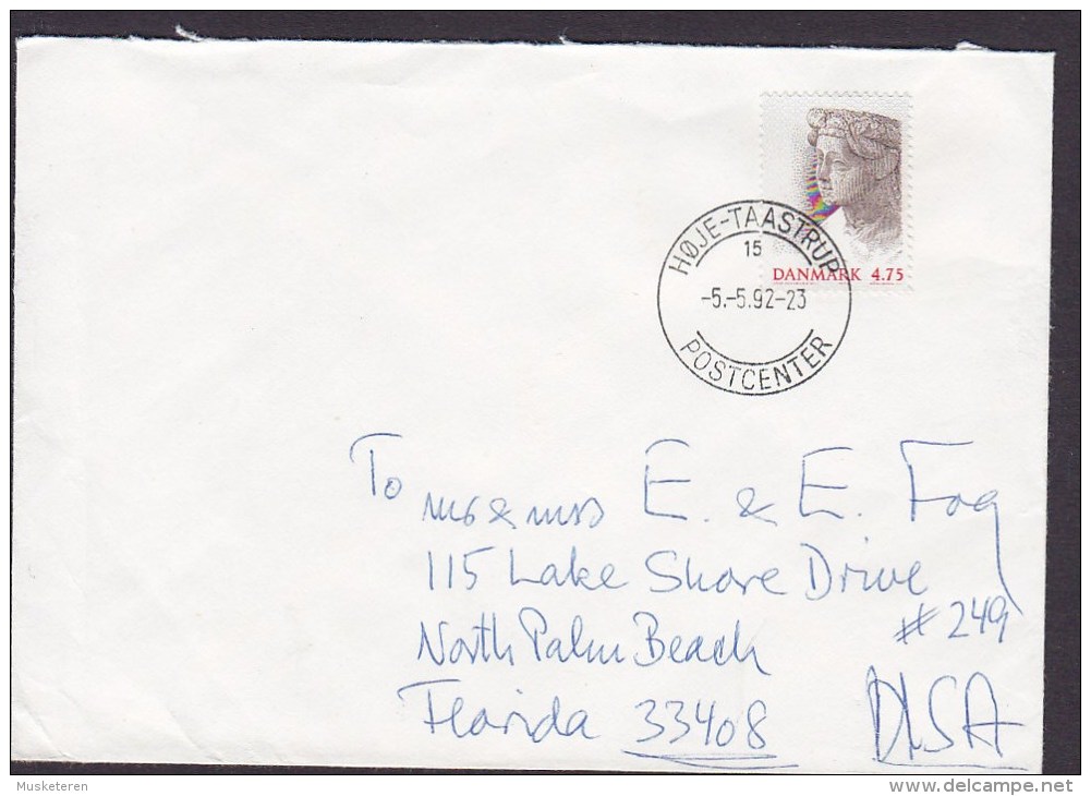 Denmark Deluxe HØJE-TAASTRUP 1992 Cover Brief NORTH PALM BEACH Florida USA Block Miniature Sheet Stamp NORDIA - Briefe U. Dokumente