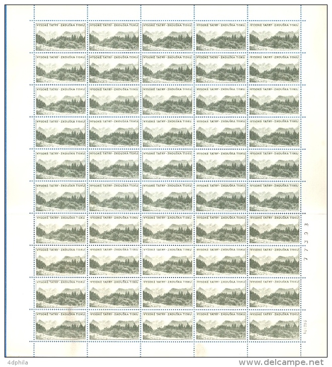 Czechoslovakia 1966 Visoké Tatry - Light - Sheet Of 50 Dummy Stamps - Specimen Essay Proof Trial Prueba Probedruck Test - Prove E Ristampe