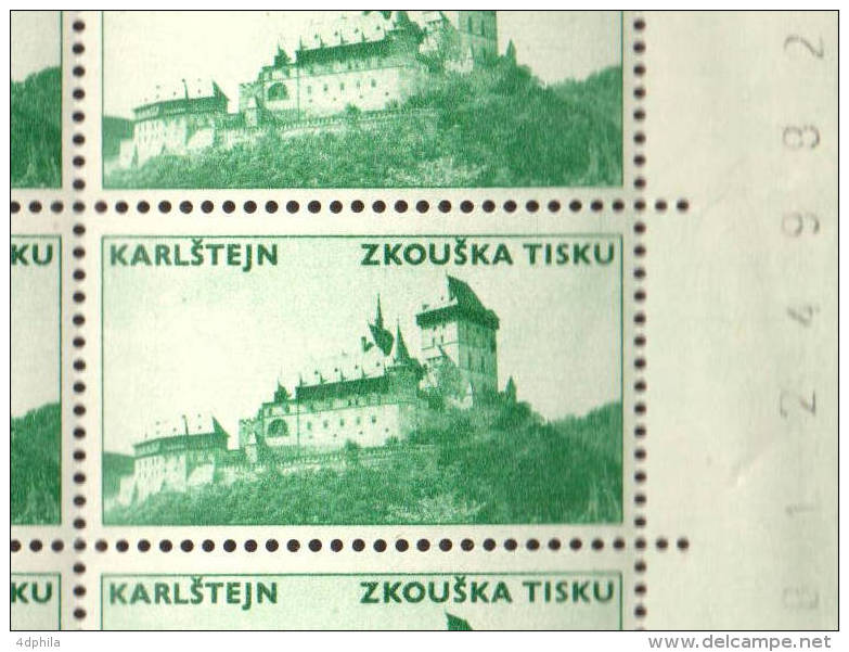 Czechoslovakia 1966 Zkouška Tisku - Dark - 2 Blocks Of 10 Dummy Stamps - Specimen Essay Proof Trial Prueba Probedruck - Proofs & Reprints