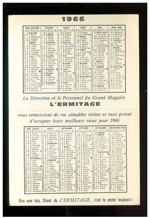 Calendrier  Kalender  1966  - Lourdes - Petit Format : 1961-70
