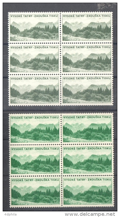 Czechoslovakia 1966 Visoké Tatry - Light & Dark - 2 Blocks Of 6 Dummy Stamps - Specimen Essay Proof Prueba Probedruck - Probe- Und Nachdrucke