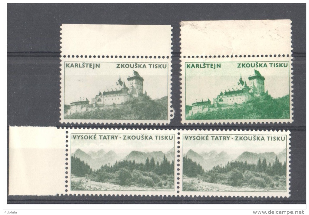 Czechoslovakia 1966 Zkouška Tisku - Light & Dark - 4 Dummy Stamps - Specimen Essay Proof Trial Probedruck Test - Proofs & Reprints