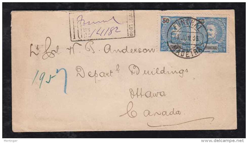 Portugal FUNCHAL 1905 Registered Cover To OTTAWA Canada Via London Attractive - Funchal