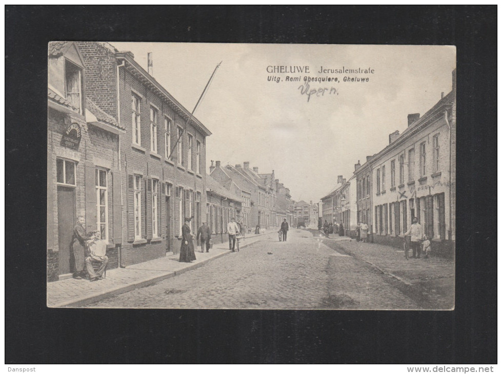 Postkaart Gheluwe Jerusalemstraat 1915 - Wervik