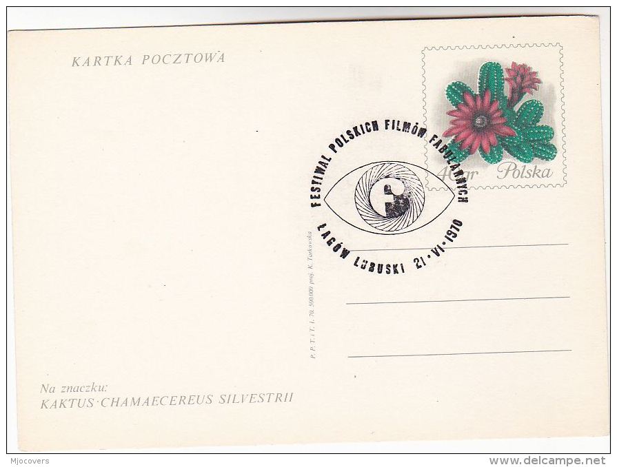 1970 COVER  POLISH Feature FILM FESTIVAL Lagow Cinema Movie Stamps Postal Stationery Cactus Cacti Card - Cinema