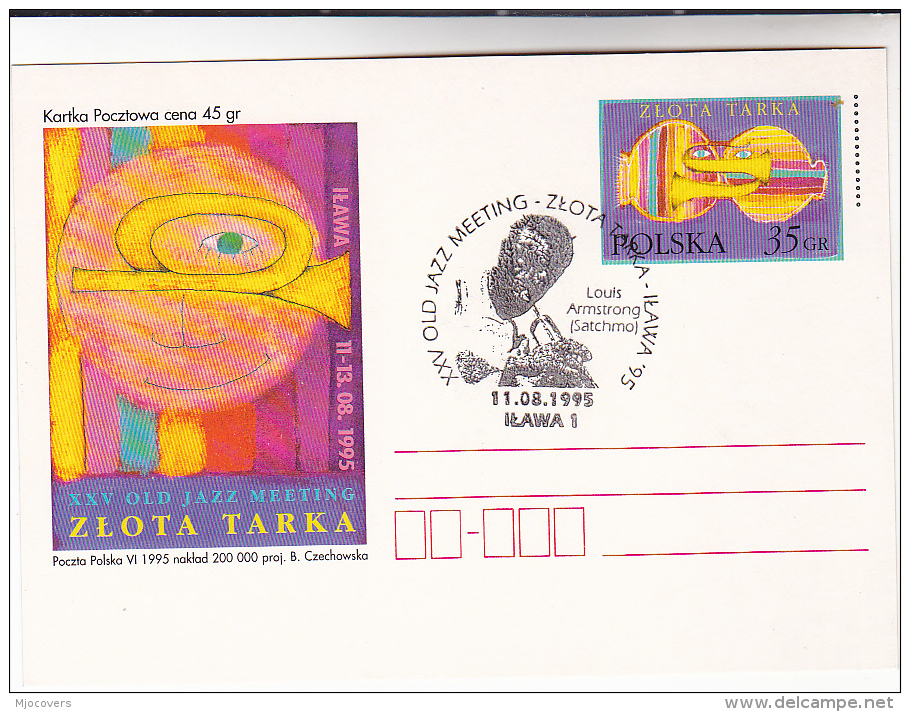 1995 LOUIS ARMSTRONG  Event COVER JAZZ Music TRUMPET Postal Stationery  POLAND Stamps Theatre - Music