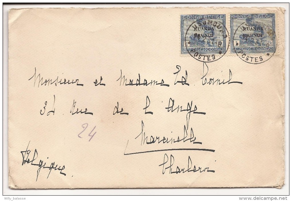 L. Du Cabinet Du Gouverneur Des Territoires Du Ruanda-Urundi Affr. N°71 En Paire Càd USUMBURA/1931 Pour Charleroi. - Lettres & Documents