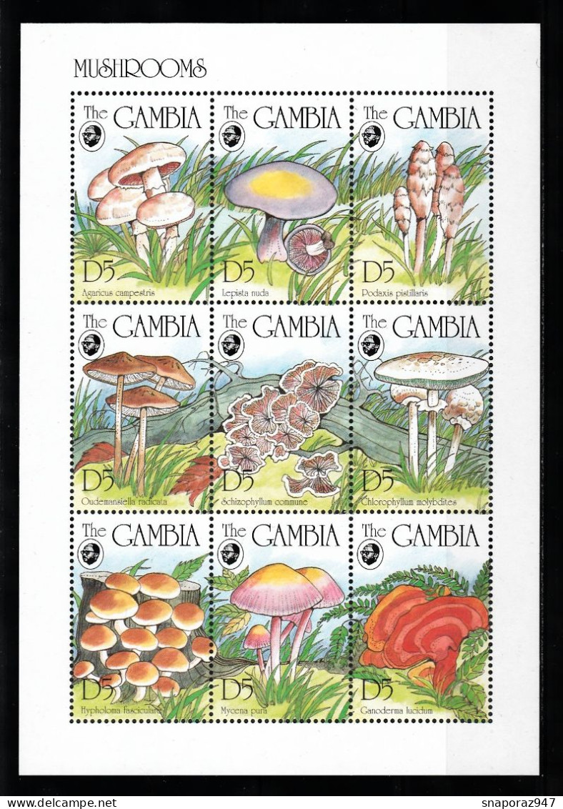 1994 Gambia Funghi Mushrooms Champignons Block MNH** D144 - Funghi