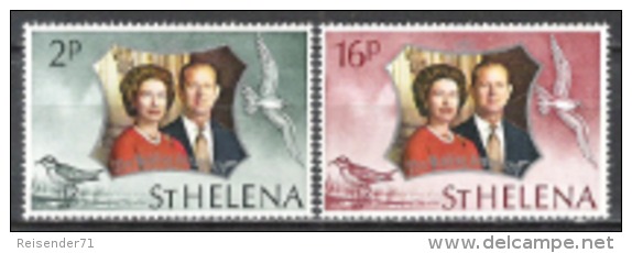 St. Helena 1972 Geschichte Persönlichkeiten Royals Queen Silberhochzeit Königin Elisabeth II. Prinz Philip, Mi. 258-9 ** - Saint Helena Island