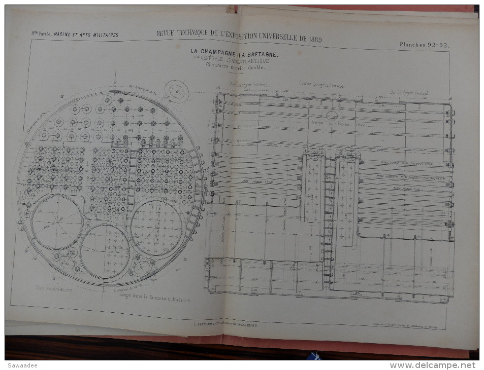 LOT - PLANCHES MARINE ET ARTS MILTAIRES - EXPOSITION UNIVERSELLE  DE 1889 - MOTEURS ET BATEAUX - REVUE TECHNIQUE