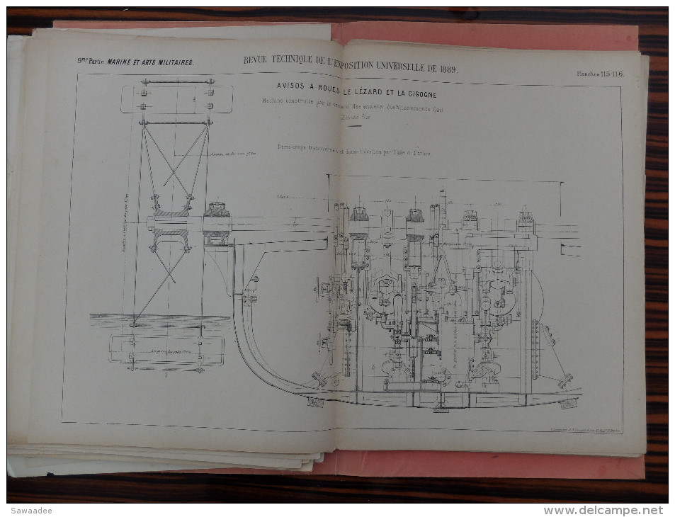 LOT - PLANCHES MARINE ET ARTS MILTAIRES - EXPOSITION UNIVERSELLE  DE 1889 - MOTEURS ET BATEAUX - REVUE TECHNIQUE