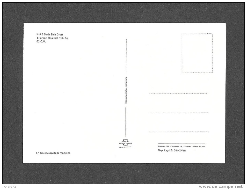 SPORTS MOTO - No 3 SERIE SIDE CROSS - ALBERT COURAJOD (SUISSE) - MOTO TRIUMPH (INGLESA) 195 Kg, 62 C.V. - Sport Moto
