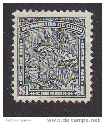 Cuba, Scott #262, Mint Hinged, Map Of Cuba, Issued 1914 - Unused Stamps