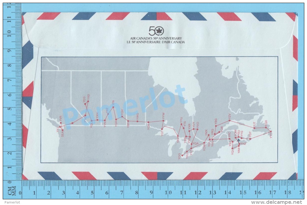 50 Eme Air Canada ( En Route  Expo 86, Service De Poste, Escale Summerside P.E.I. , 14-04-1986,  Aerogramme )  2 Scans - Commemorative Covers